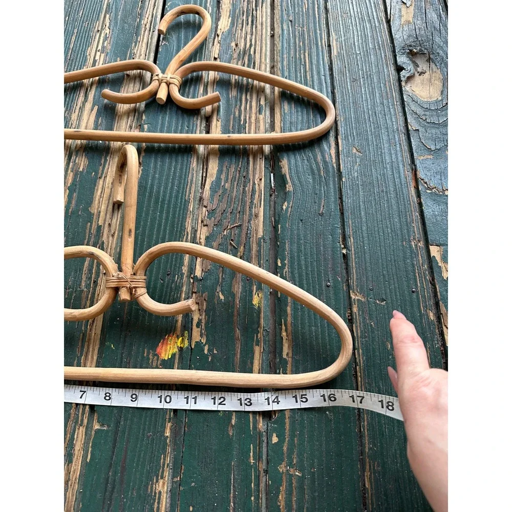 Vintage Rattan Wicker Clothes Hangers Set of 2‎ Boho Bentwood Natural Wood Decor